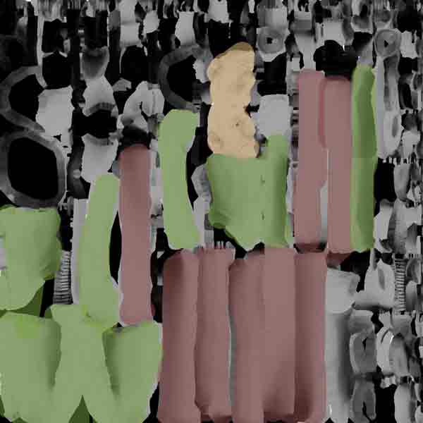 Texture pass emphasising seams and folds.