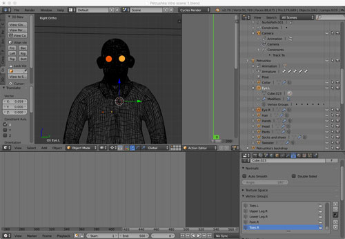 Overview of Petrushka's armature rig.