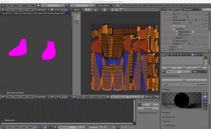 Close-up of Petrushka's shoes during motion.