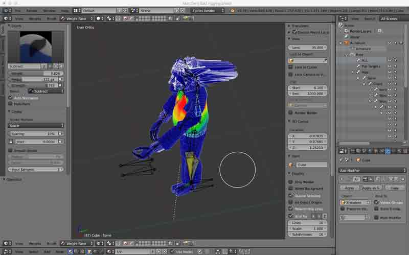 Fine-tuning weight painting on hands.