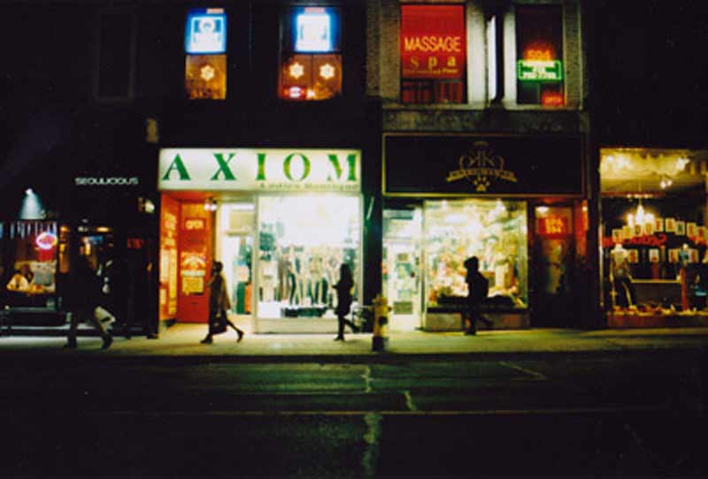 Nighttime cityscape.