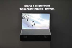 Projection mapped suitcase.